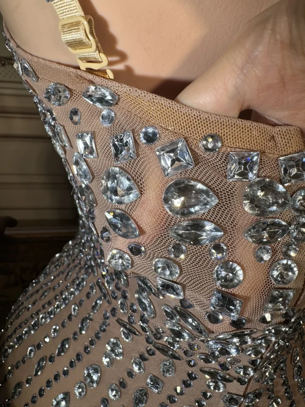 ZD Luxury Sparkly Elegant Rhinestone Shiny Evening Dress High-end Important Occasion Birthday Party Dress Model Catwalk Dresses