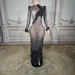 ZD Luxury Women's Ball Gown Floor-Length Sexy Party Skirt Floral Pattern Rhinestone Decoration Natural Hand Embroidery