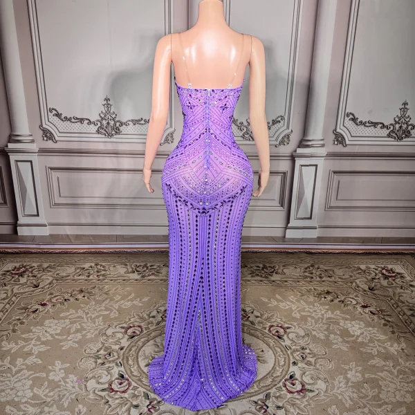 ZD Luxury Elegant A-Line Bodycon Floor-Length Backless Sleeveless Dress Women High Quality Crystal Diamond Rhinestone Romantic