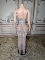 ZD Luxury Sparkly Elegant Rhinestone Shiny Evening Dress High-end Important Occasion Birthday Party Dress Model Catwalk Dresses