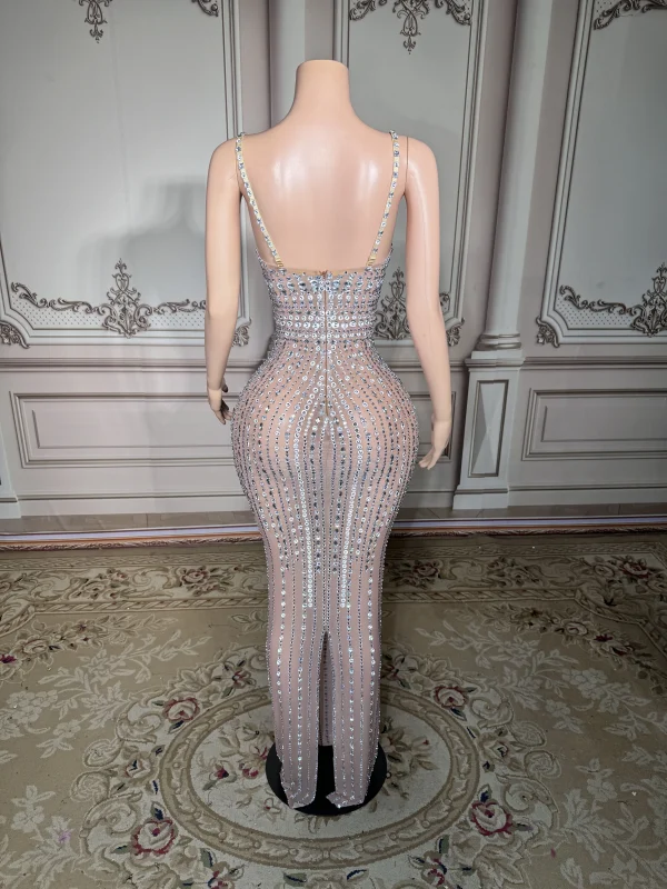 ZD Luxury Sparkly Elegant Rhinestone Shiny Evening Dress High-end Important Occasion Birthday Party Dress Model Catwalk Dresses