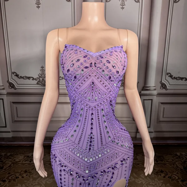 ZD Luxury Elegant A-Line Bodycon Floor-Length Backless Sleeveless Dress Women High Quality Crystal Diamond Rhinestone Romantic