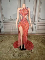 ZD Elegant Prom Bodycon Floor-Length Evening Dress Luxury Rhinestone Diamond Crystals Natural Hand Embroidery for Ladies Night
