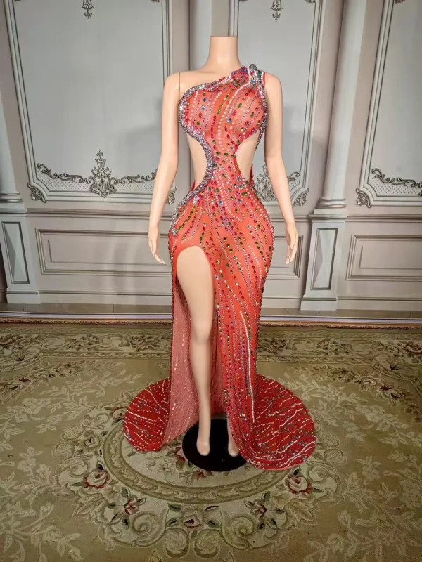 ZD Elegant Prom Bodycon Floor-Length Evening Dress Luxury Rhinestone Diamond Crystals Natural Hand Embroidery for Ladies Night