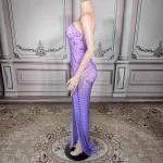 ZD Luxury Romantic Prom Gowns Women Black Purple Floor-Length Sleeveless Backless Bodycon Dress Natural Breathable Anti-Wrinkle