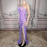 ZD Luxury Elegant A-Line Bodycon Floor-Length Backless Sleeveless Dress Women High Quality Crystal Diamond Rhinestone Romantic