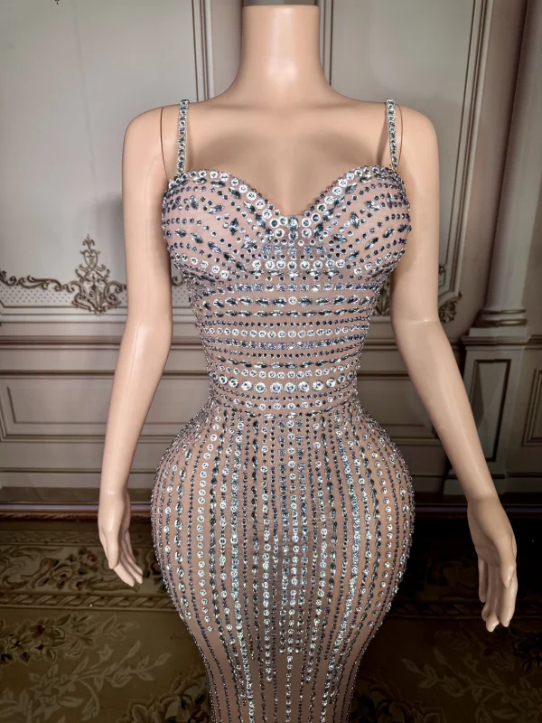 ZD Luxury Sparkly Elegant Rhinestone Shiny Evening Dress High-end Important Occasion Birthday Party Dress Model Catwalk Dresses