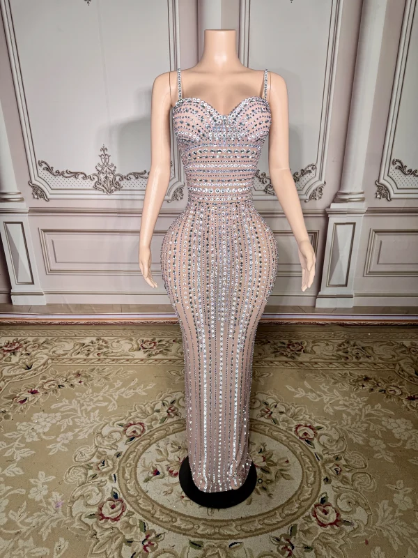 ZD Luxury Sparkly Elegant Rhinestone Shiny Evening Dress High-end Important Occasion Birthday Party Dress Model Catwalk Dresses