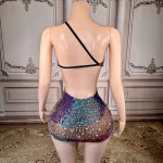 ZD Hot Selling Bodycon Mini Dress Rhinestone Backless Geometric Pattern Anti-Wrinkle Breathable Nightclub Beach Festivals Club