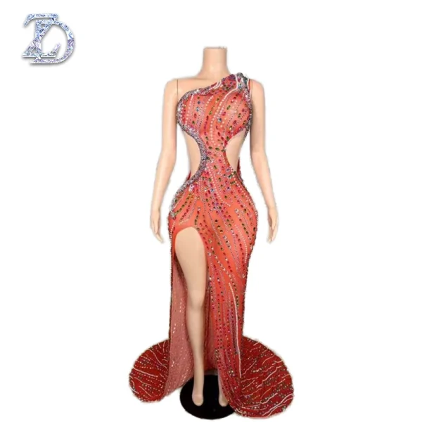 ZD Elegant Prom Bodycon Floor-Length Evening Dress Luxury Rhinestone Diamond Crystals Natural Hand Embroidery for Ladies Night
