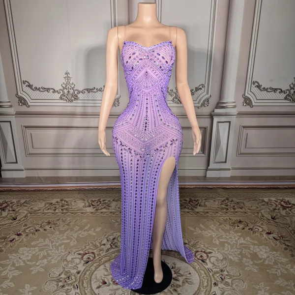 ZD Luxury Romantic Prom Gowns Women Black Purple Floor-Length Sleeveless Backless Bodycon Dress Natural Breathable Anti-Wrinkle