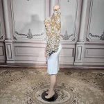 ZD Elegant Pearl Rhinestone Mini Dress-Luxury Regular Sleeve Party Gown High Neck Natural Eco-Friendly for Stage Performances