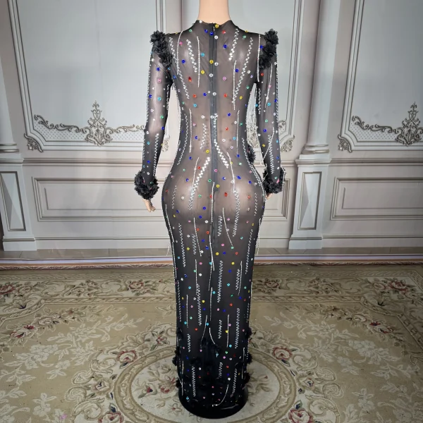 ZD Luxury Women's Ball Gown Floor-Length Sexy Party Skirt Floral Pattern Rhinestone Decoration Natural Hand Embroidery