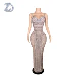 ZD Luxury Sparkly Elegant Rhinestone Shiny Evening Dress High-end Important Occasion Birthday Party Dress Model Catwalk Dresses
