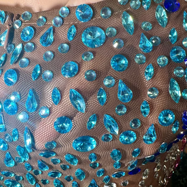ZD Hot Selling Bodycon Mini Dress Rhinestone Backless Geometric Pattern Anti-Wrinkle Breathable Nightclub Beach Festivals Club