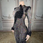 ZD Luxury Women's Ball Gown Floor-Length Sexy Party Skirt Floral Pattern Rhinestone Decoration Natural Hand Embroidery