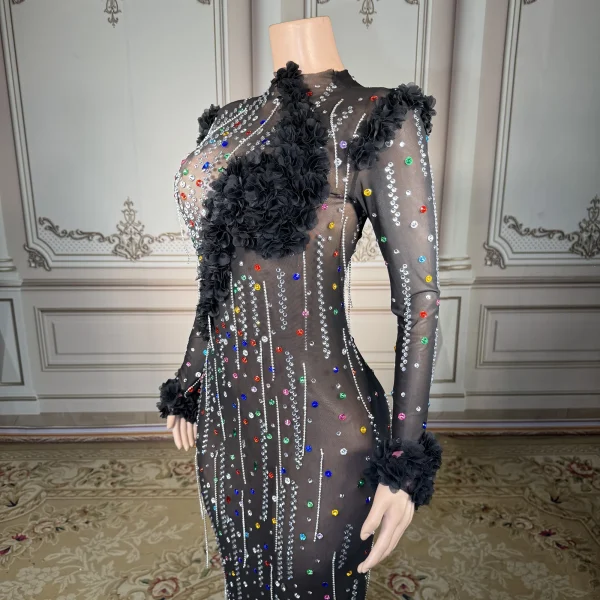 ZD Luxury Women's Ball Gown Floor-Length Sexy Party Skirt Floral Pattern Rhinestone Decoration Natural Hand Embroidery