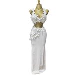 New European & American Sexy Elegant Party Evening Top with Cutout Floral Decoration and Spaghetti Straps
